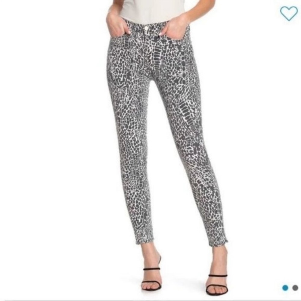 Frame Le High Skinny Animal Print Jeans High Waist Black White Sz 27